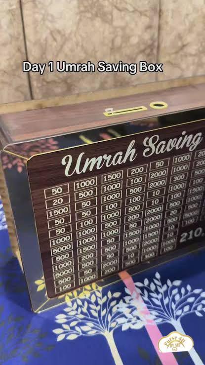 Wooden Umrah Saving Box - Save 210,000 Smartly for Your Umrah Journey