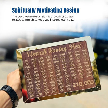 Wooden Umrah Saving Box - Save 210,000 Smartly for Your Umrah Journey